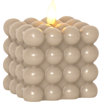 LED Blockljus Flamme Dot | 9.5cm | beige [Star Trading] 362085