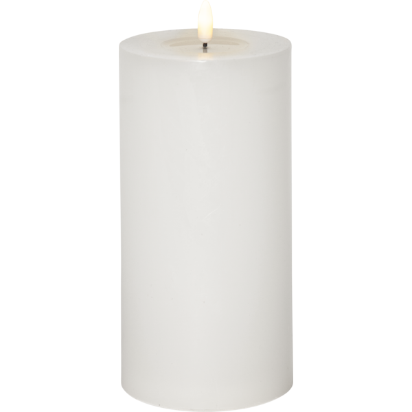 LED Blockljus Flamme Flow | Ø10cm x 12,5cm | vit [Star Trading] 362084 - 2