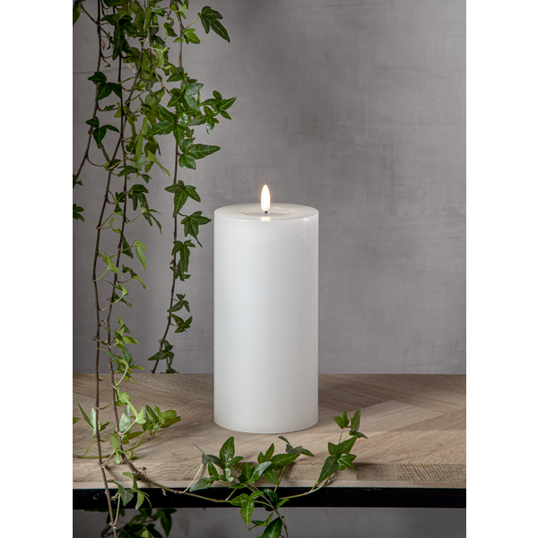 LED Blockljus Flamme Flow | Ø10cm x 12,5cm | vit [Star Trading] 362084 - 1