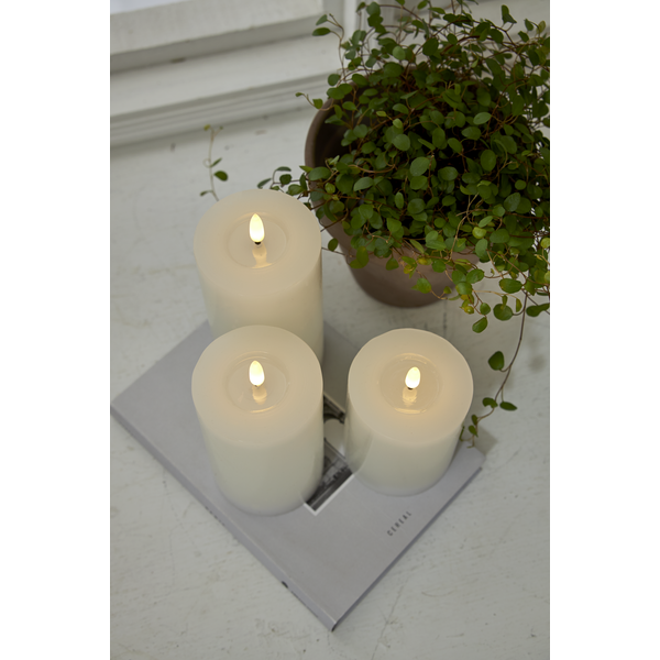 LED Blockljus Flamme Flow | Ø7,5cm x 12.5cm | vit [Star Trading] 362082 - 4