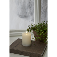 LED Blockljus Flamme Flow | Ø7,5cm x 12.5cm | vit [Star Trading] 362082