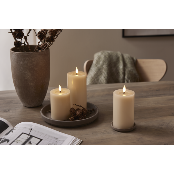 LED Blockljus Flamme Flow | Ø7,5cm x 12,5cm | beige [Star Trading] 362083 - 4