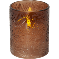 LED Blockljus Flamme Leaf | 	Ø10cm x 12,5cm | brun [Star Trading] 501545