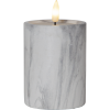 LED Blockljus Flamme Marble | Ø7,5cm x 12,5cm | grå [Star Trading] 362075 - 2