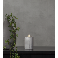 LED Blockljus Flamme Marble | Ø7,5cm x 12,5cm | grå [Star Trading] 362075