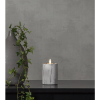 LED Blockljus Flamme Marble | Ø7,5cm x 12,5cm | grå [Star Trading] 362075 - 1