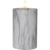 LED Blockljus Flamme Marble | Ø7,5cm x 15cm | grå [Star Trading] 362076 - 2