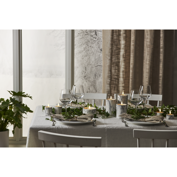LED Blockljus Flamme Marble | 15cm | grå [Star Trading] 362076 - 3