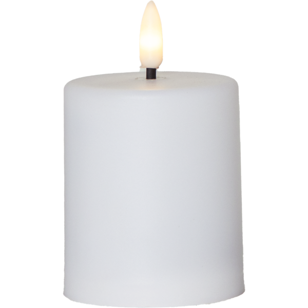 LED Blockljus Flamme Paula | Ø6,1cm x 10cm | vit [Star Trading] 502433 - 2