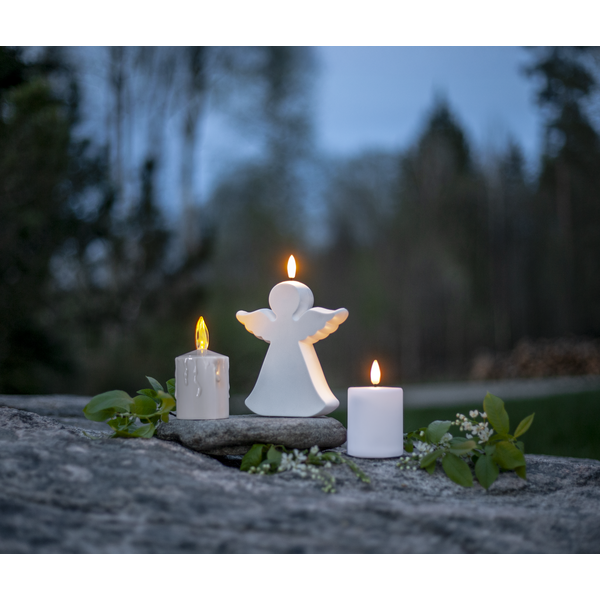 LED Blockljus Flamme Paula | Ø6,1cm x 10cm | vit [Star Trading] 502433 - 6