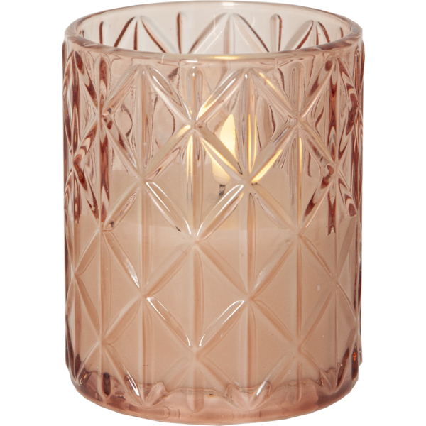 LED Blockljus Flamme Romb | Ø10cm x 12,5cm | rosa [Star Trading] 501548 - 1