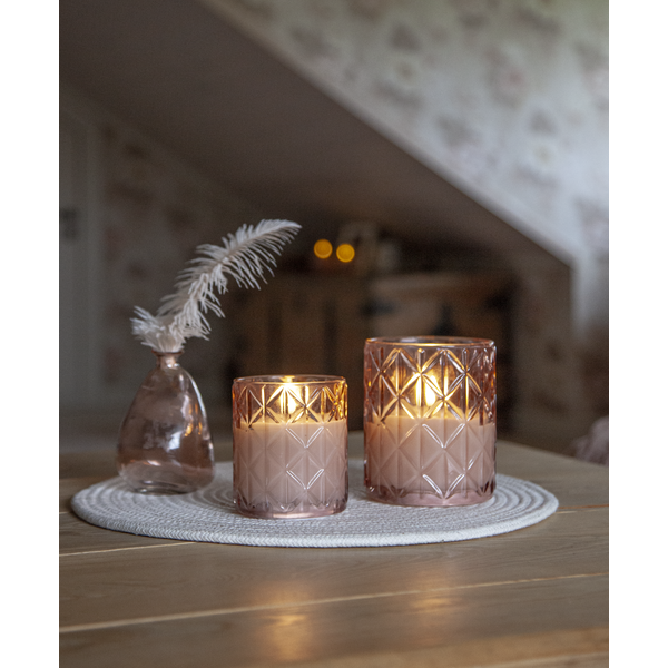 LED Blockljus Flamme Romb | Ø10cm x 12,5cm | rosa [Star Trading] 501548 - 2