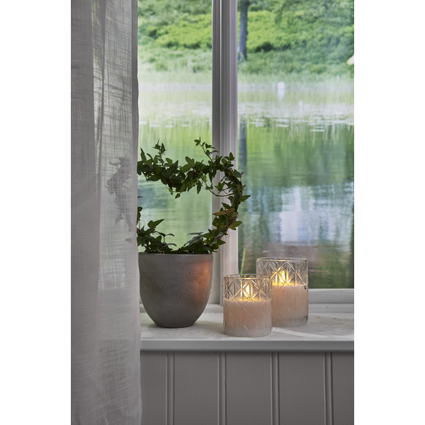 LED Blockljus Flamme Romb | Ø10cm x 12,5cm | transparent [Star Trading] 501550 - 2