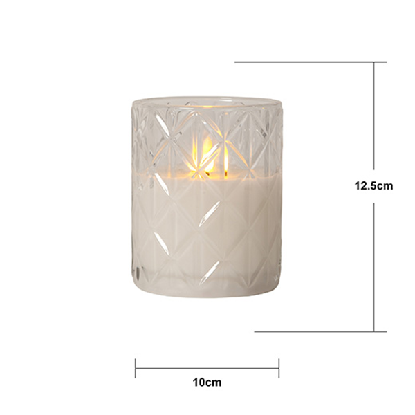 LED Blockljus Flamme Romb | Ø10cm x 12,5cm | transparent [Star Trading] 501550 - 3