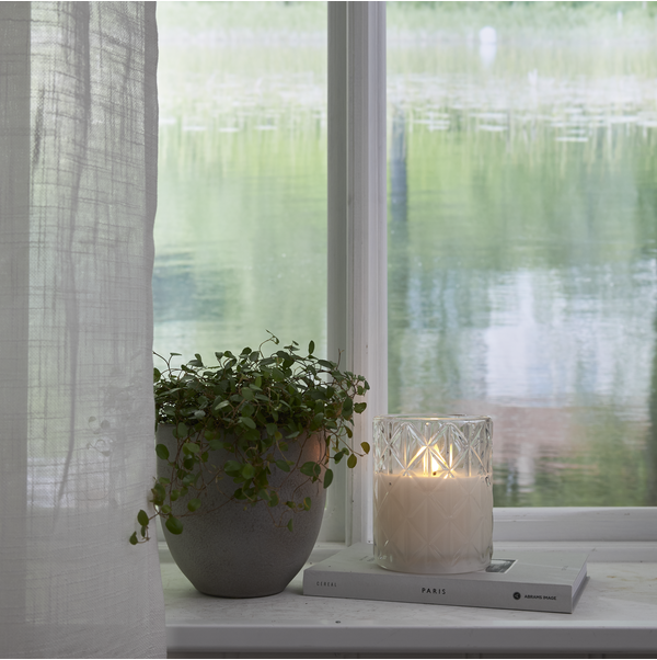 LED Blockljus Flamme Romb | Ø10cm x 12,5cm | transparent [Star Trading] 501550 - 1