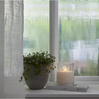 LED Blockljus Flamme Romb | Ø10cm x 12,5cm | transparent [Star Trading] 501550