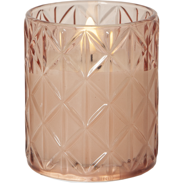 LED Blockljus Flamme Romb | Ø8,5cm x 10cm | rosa [Star Trading] 501547 - 1