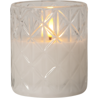 LED Blockljus Flamme Romb | 10cm | transparent [Star Trading] 501549