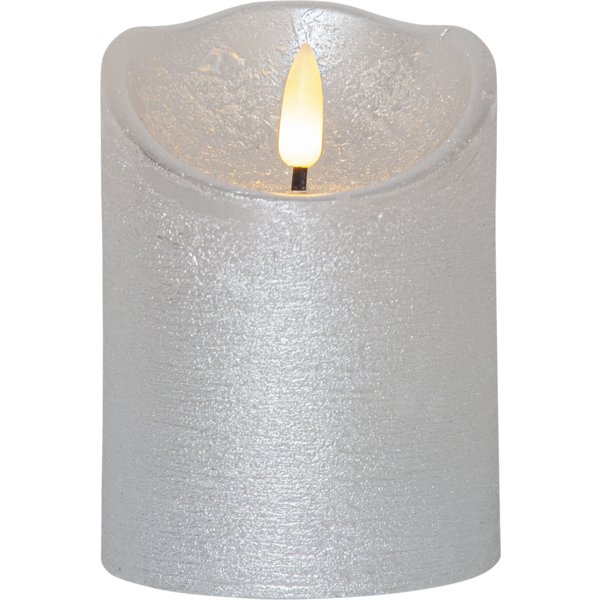LED Blockljus Flamme Rustic | Ø7,5cm x10cm | silver [Star Trading] 362080 - 2