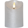 LED Blockljus Flamme Rustic | Ø7,5cm x10cm | silver [Star Trading] 362080 - 2