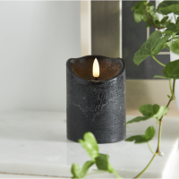LED Blockljus Flamme Rustic | Ø7,5cm x 10cm | svart [Star Trading] 362078