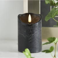 LED Blockljus Flamme Rustic | Ø7,5cm x 12,5cm | svart [Star Trading] 361413