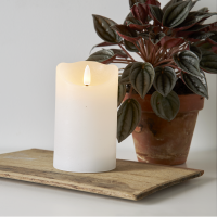 LED Blockljus Flamme Rustic | Ø7,5cm x 12,5cm | vit [Star Trading] 362087