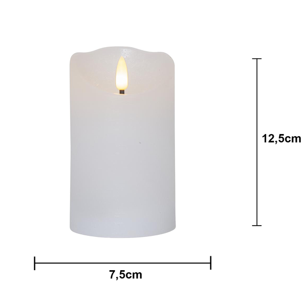 LED Blockljus Flamme Rustic | Ø7,5cm x 12,5cm | vit [Star Trading] 362087 - 4