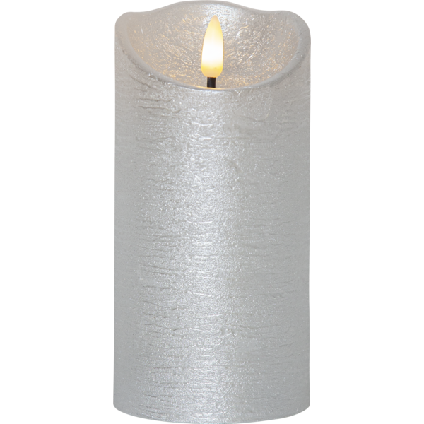 LED Blockljus Flamme Rustic | Ø7,5cm x 15cm | silver [Star Trading] 362081 - 2