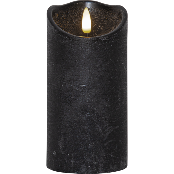 LED Blockljus Flamme Rustic | Ø7,5cm x 15cm | svart [Star Trading] 362079 - 2