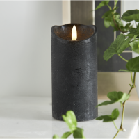 LED Blockljus Flamme Rustic | Ø7,5cm x 15cm | svart [Star Trading] 362079