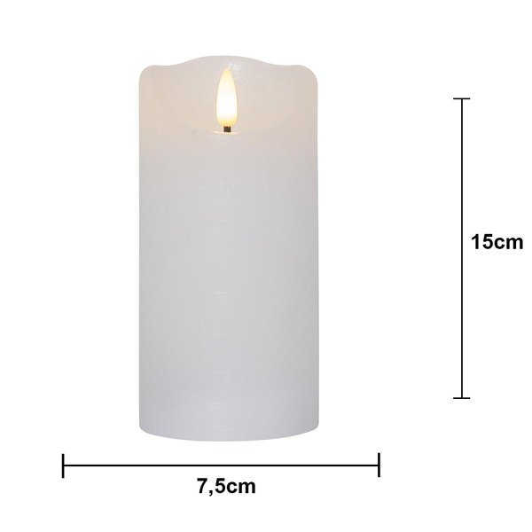 LED Blockljus Flamme Rustic | Ø7,5cm x 15cm | vit [Star Trading] 362077 - 4