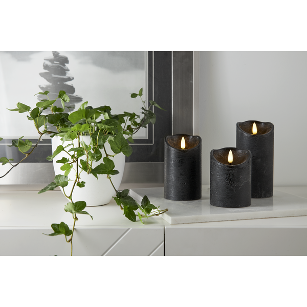LED Blockljus Flamme Rustic | 12.5cm | svart [Star Trading] 361413 - 3