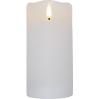 LED Blockljus Flamme Rustic | 15cm | vit [Star Trading] 362077