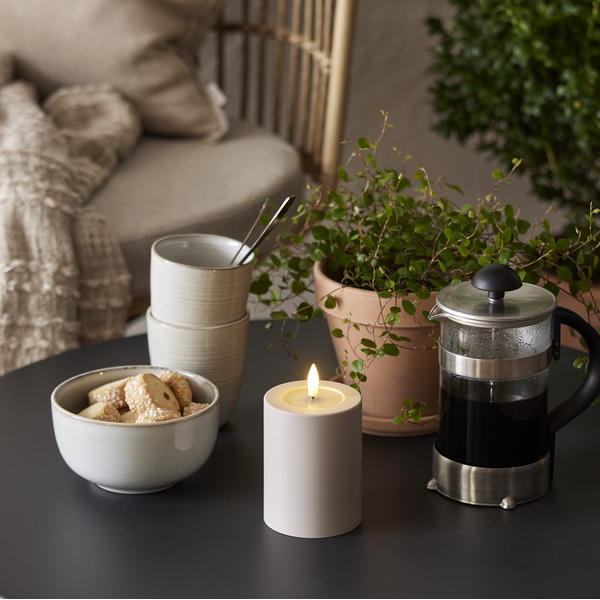 LED Blockljus Flamme Soft | Ø7,5cm x 12,5cm | beige [Star Trading] 502326 - 1