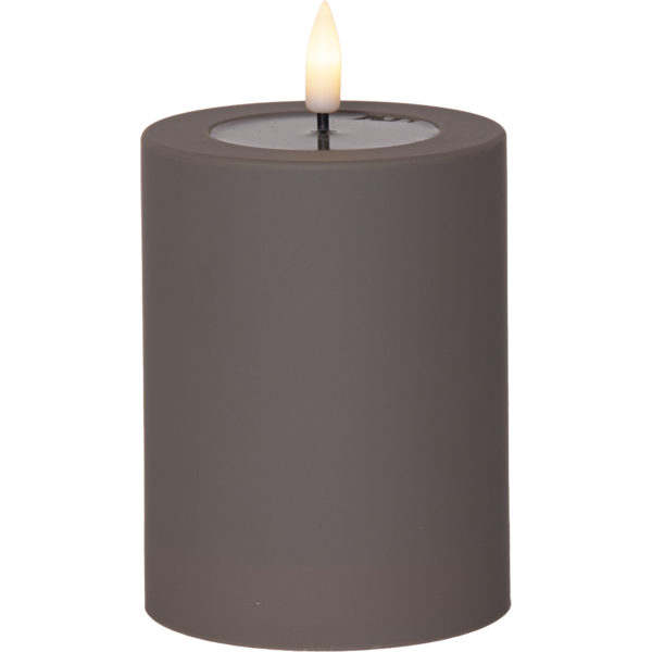 LED Blockljus Flamme Soft | Ø7,5cm x 12,5cm | grå [Star Trading] 502327 - 2