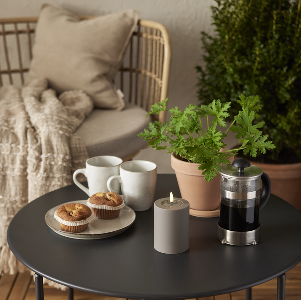 LED Blockljus Flamme Soft | Ø7,5cm x 12,5cm | grå [Star Trading] 502327 - 1