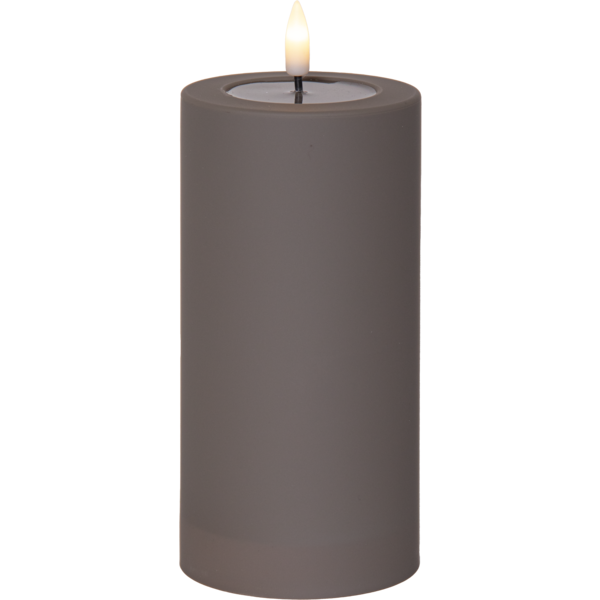 LED Blockljus Flamme Soft | Ø7,5cm x 17,5cm | grå [Star Trading] 502324 - 2