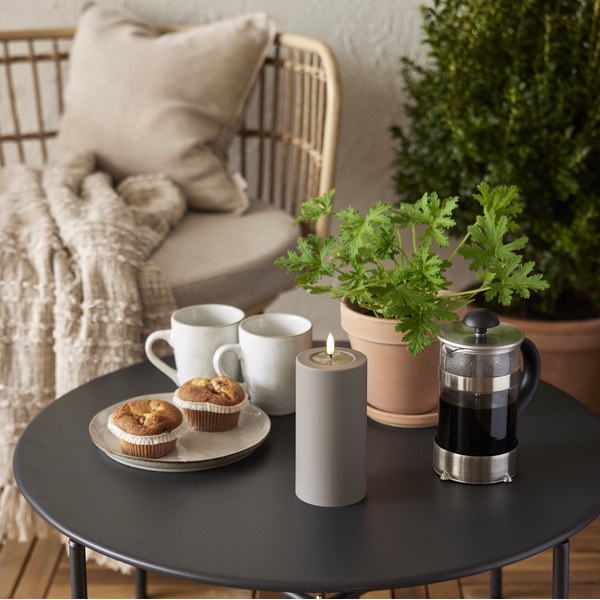 LED Blockljus Flamme Soft | Ø7,5cm x 17,5cm | grå [Star Trading] 502324 - 1