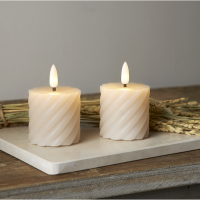 LED Blockljus Flamme Swirl | Ø5cm x 7,5cm | beige [Star Trading] 2st 361512