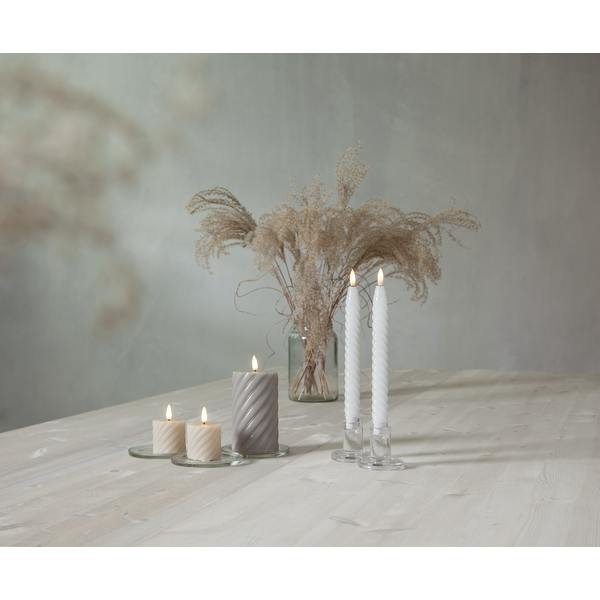 LED Blockljus Flamme Swirl | Ø5cm x 7,5cm | beige [Star Trading] 2st 361512 - 5