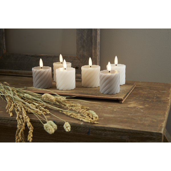 LED Blockljus Flamme Swirl | Ø5cm x 7,5cm | grå [Star Trading] 2st 361513 - 3