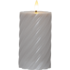 LED Blockljus Flamme Swirl | Ø7,5cm x 15cm | grå [Star Trading] 361510 - 2