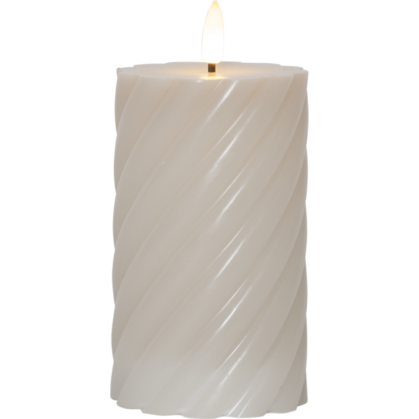 LED Blockljus Flamme Swirl | 15cm | beige [Star Trading] 361507 - 1
