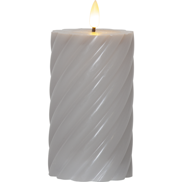 LED Blockljus Flamme Swirl | 15cm | grå [Star Trading] 361510 - 1