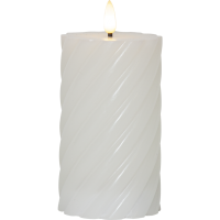 LED Blockljus Flamme Swirl | 15cm | vit [Star Trading] 361509
