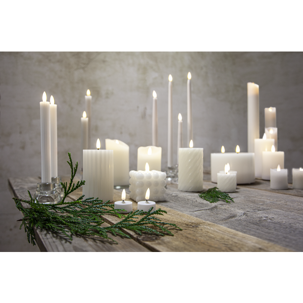 LED Blockljus Flamme Swirl | 15cm | vit [Star Trading] 361509 - 3