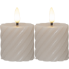 LED Blockljus Flamme Swirl | 7.5cm | beige 2st [Star Trading]