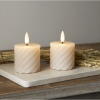 LED Blockljus Flamme Swirl | 7.5cm | beige 2st [Star Trading] 361512 - 2