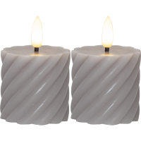 LED Blockljus Flamme Swirl | 7.5cm | grå 2st [Star Trading] 361513